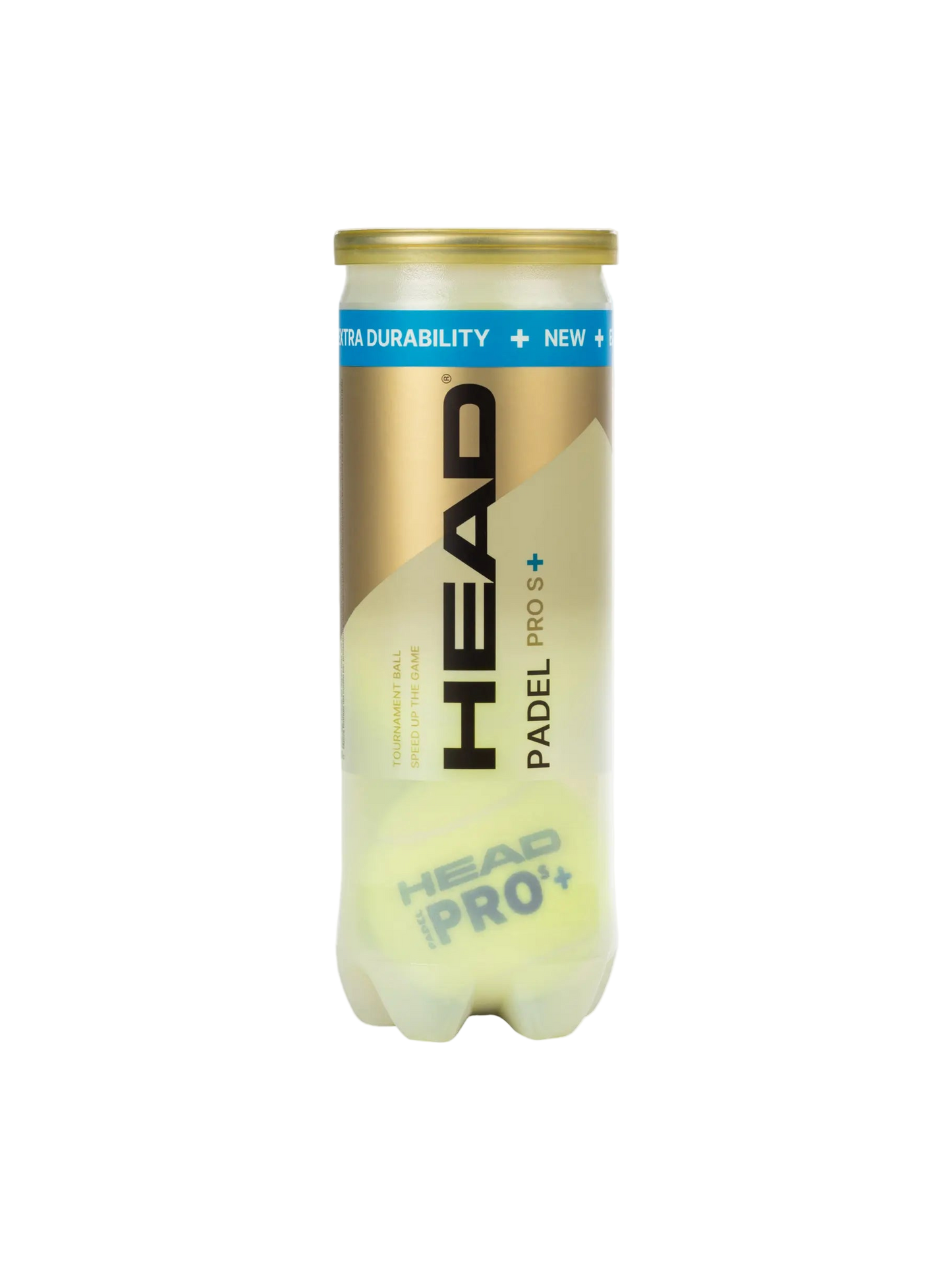 One single can of HEAD Pro S+ padel tennis speed balls, 3 balls in total. front image