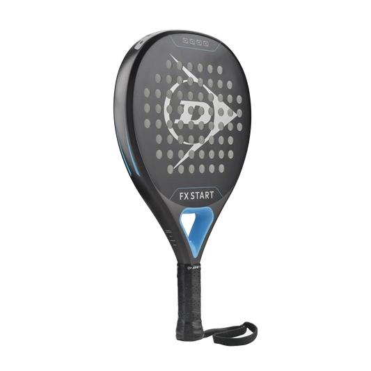 Dunlop FX Start 2026 padel racket angled face view highlighting forgiving design and easy handling, designed for beginner players