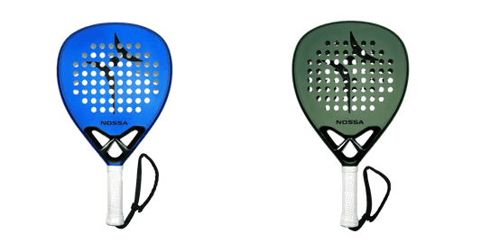 NOSSA Base Padel Racket in green and blue, lightweight beginner racket for comfort, control and easy power
