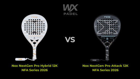 Nox NextGen Pro Hybrid and Pro Attack 12K padel racket comparison for intermediate players choosing style