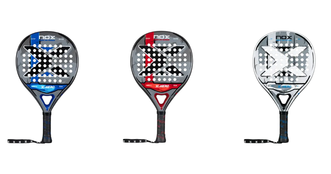 Nox X-Hero 26 Padel Racket in red, blue and white, beginner racket for control, comfort and confidence