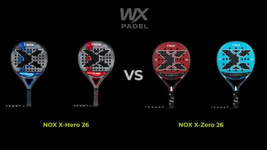 Nox X-Hero 26 and X-Zero 26 padel racket comparison hero image for beginner players