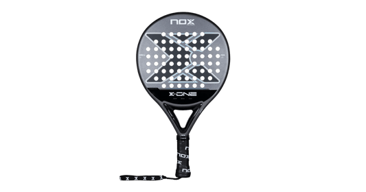 Nox X-One 2026 Padel Racket with round shape and sand-textured surface for beginner and improving players
