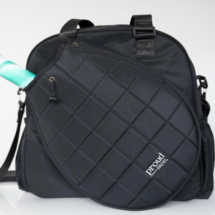Proud tote padel bag in black, suitable for badminton, tennis and squash sports designed for women. 