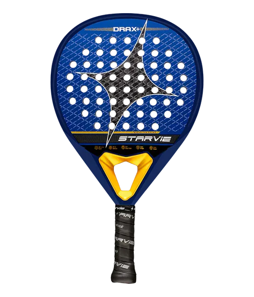 StarVie Drax 2026 Padel Racket, blue with black branding logo. Front view. 