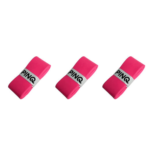 PINQ pink padel overgrips triple pack, bright pink colour, high grip comfort overwraps for padel rackets.