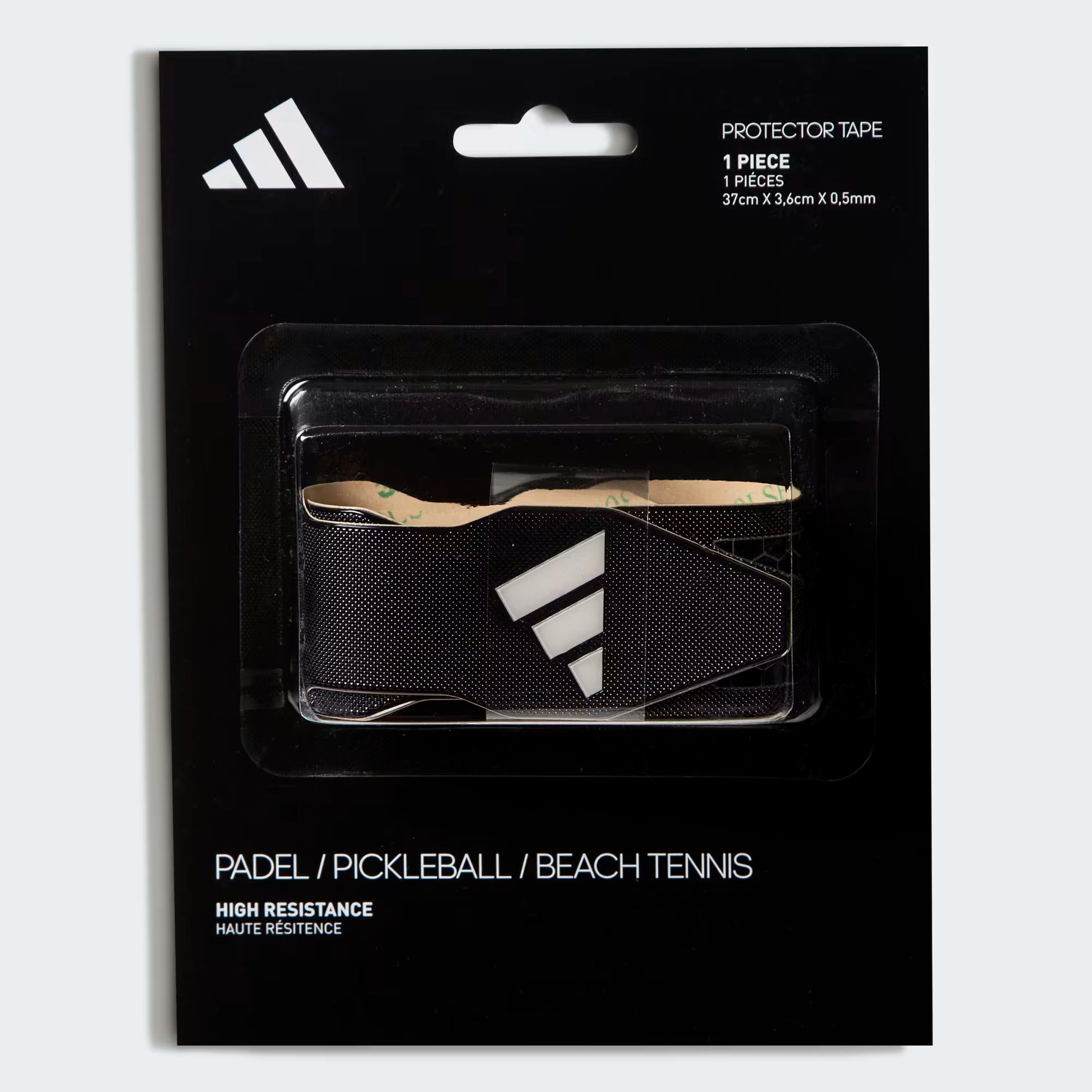 Adidas Antishock protection tape black designed to protect padel racket frame from impacts and surface wear