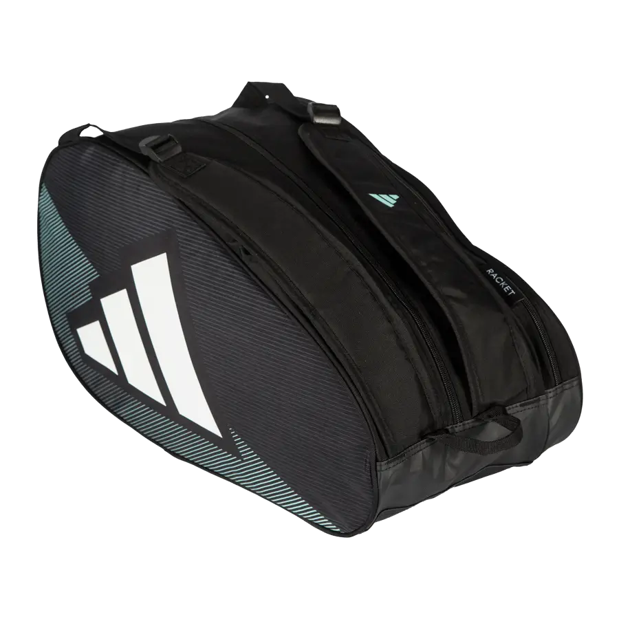 Adidas Control 2026 padel racket bag angled view showing dual compartments and carry handles
