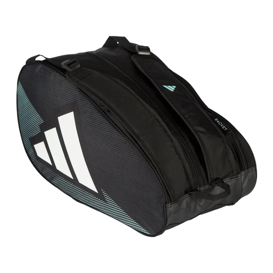 Adidas Control 2026 padel racket bag angled view showing dual compartments and carry handles