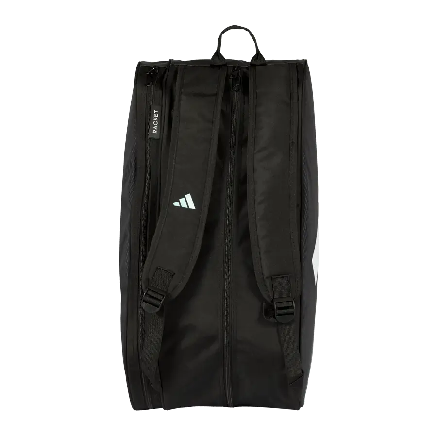 Adidas Control 2026 padel racket bag rear view with adjustable backpack straps and padded support