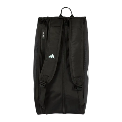 Adidas Control 2026 padel racket bag rear view with adjustable backpack straps and padded support
