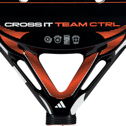 adidas Cross IT Team CTRL 2026 padel racket throat detail highlighting reinforced bridge for stability