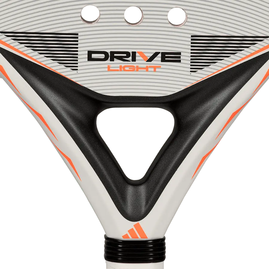 adidas drive light 2026 padel racket neck close up, reinforced throat for stability and comfort, designed for beginner players