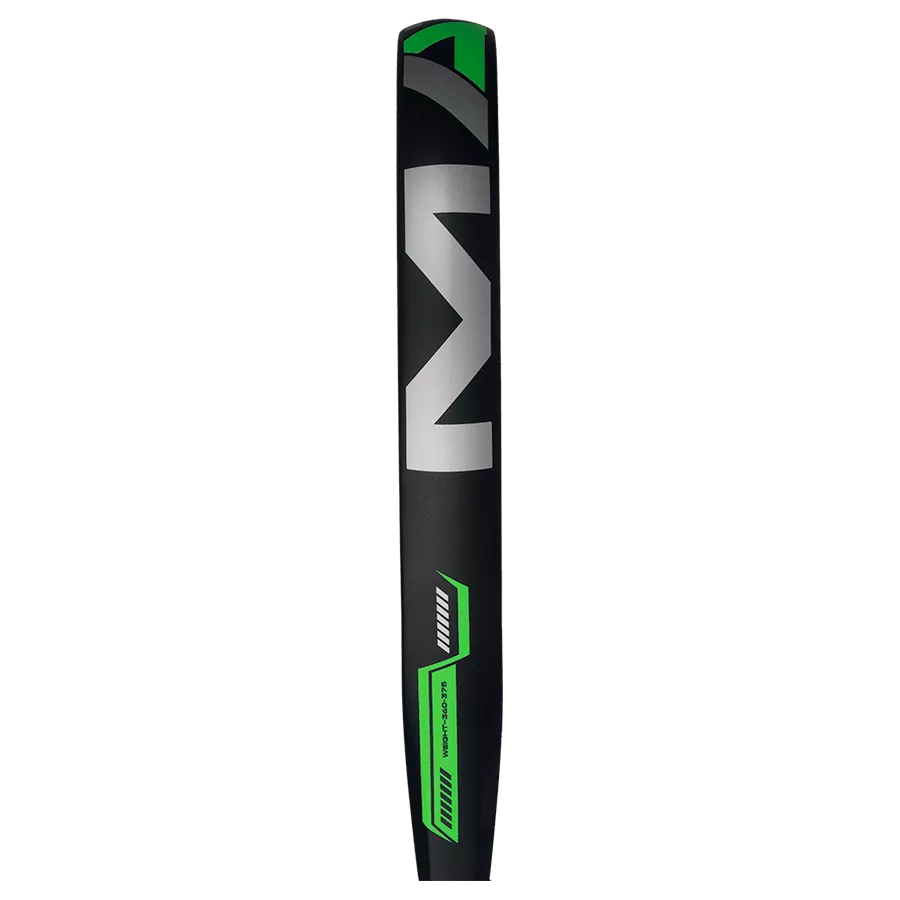 adidas Match Black Lime 2026 padel racket side profile view, 38mm thickness and reinforced frame, designed for beginner players.