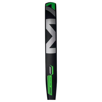 adidas Match Black Lime 2026 padel racket side profile view, 38mm thickness and reinforced frame, designed for beginner players.