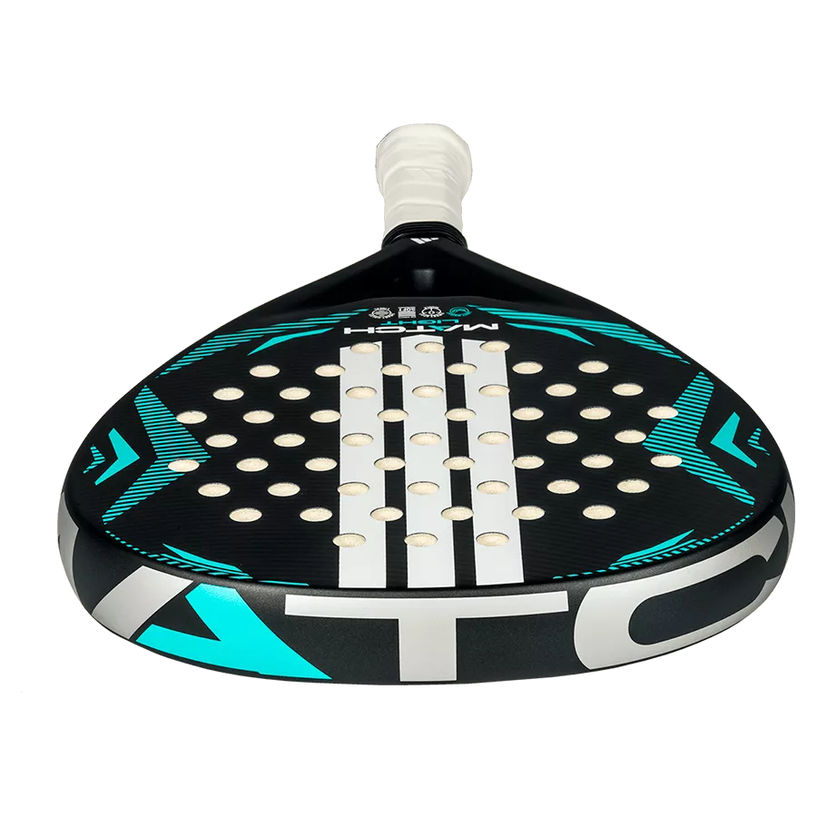 adidas Match Light 2026 padel racket top edge view, rounded all round shape and soft performance EVA core, designed for beginner players.