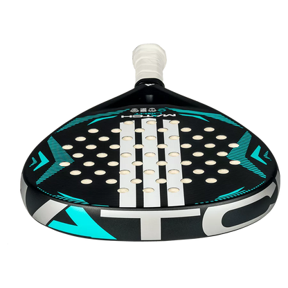 adidas Match Light 2026 padel racket top edge view, rounded all round shape and soft performance EVA core, designed for beginner players.