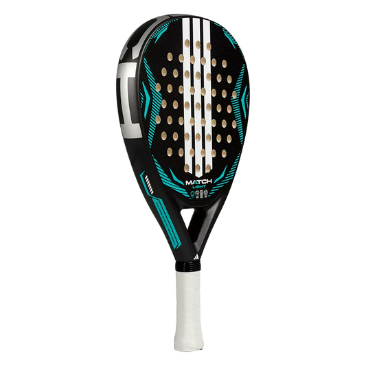 adidas Match Light 2026 padel racket angled front view, balanced lightweight frame with large sweet spot, designed for beginner players.