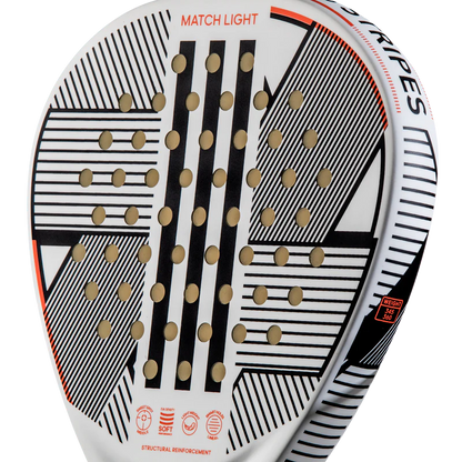 adidas Match Light 3.3 padel racket face close up showing round shape and large sweet spot, designed for beginner players