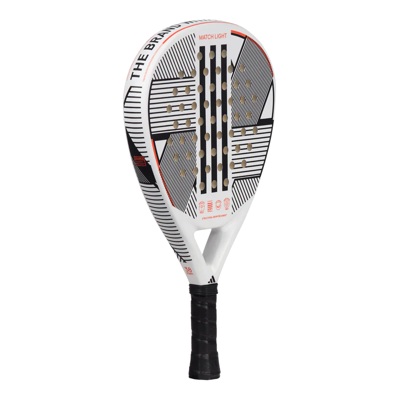 adidas Match Light 3.3 padel racket front angled view, lightweight round control racket, designed for beginner players