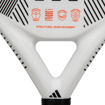 adidas Match Light 3.3 padel racket throat detail with structural reinforcement and soft performance core, designed for beginner players