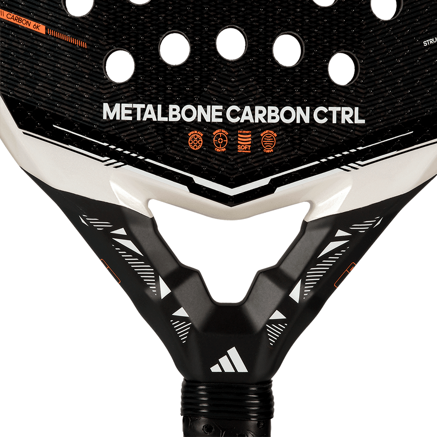 Close-up of the Adidas Metalbone Carbon CTRL 2026 neck showing structural reinforcement and carbon detailing, designed for advanced players.