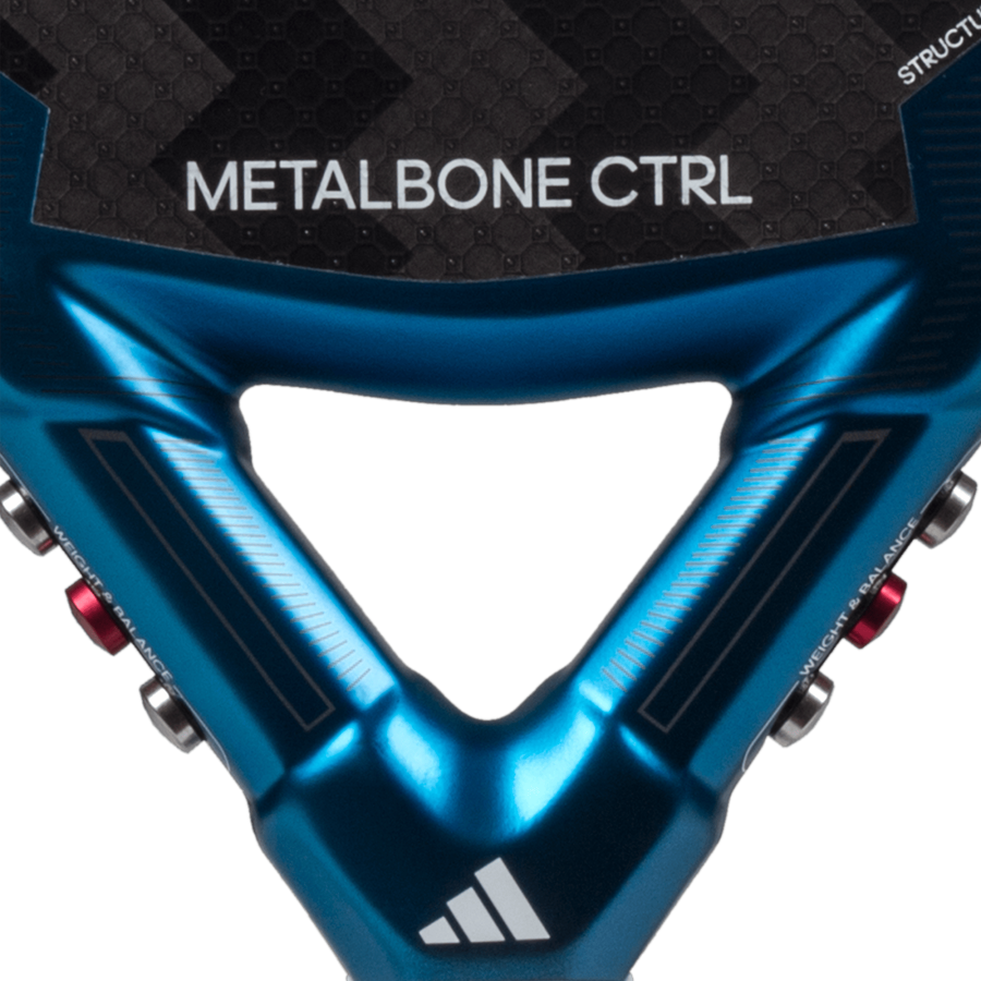 Adidas Metalbone CTRL 3.3 padel racket throat close up showing Metalbone structure and stability design, designed for advanced players