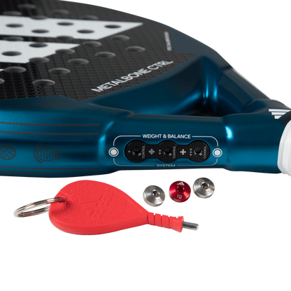 Adidas Metalbone CTRL 3.3 padel racket weight system accessories including tool and weights, designed for advanced players