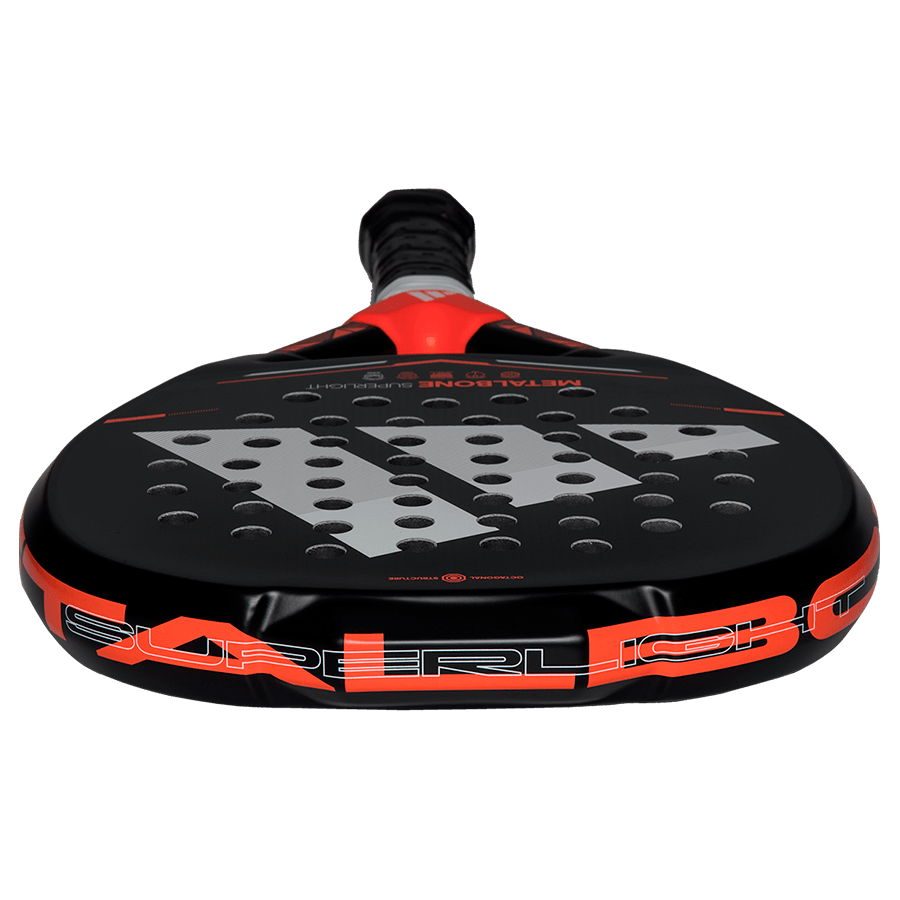 adidas Metalbone Superlight 2026 padel racket bottom edge view, designed for beginner players