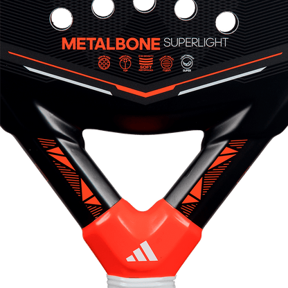 adidas Metalbone Superlight 2026 padel racket neck close up view, designed for beginner players.