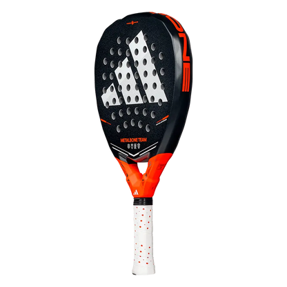 Angled front view of Adidas Metalbone Team 2026 padel racket highlighting sweet spot and face texture, designed for intermediate players