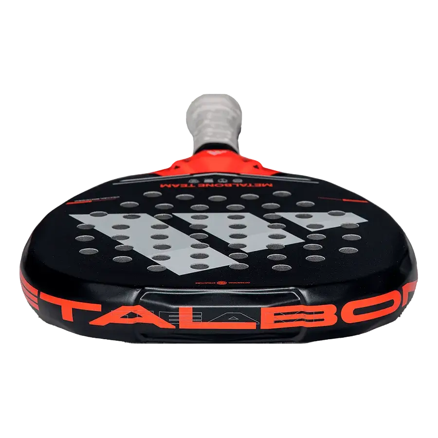 Rear view of Adidas Metalbone Team 2026 padel racket showing balanced teardrop shape and stability design, designed for intermediate players