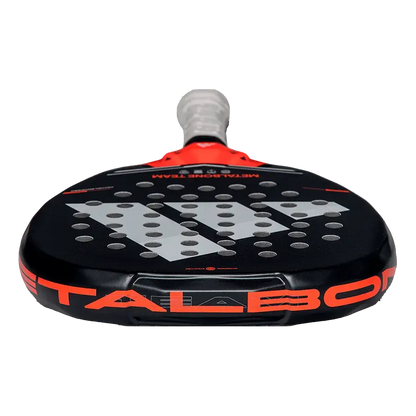 Rear view of Adidas Metalbone Team 2026 padel racket showing balanced teardrop shape and stability design, designed for intermediate players