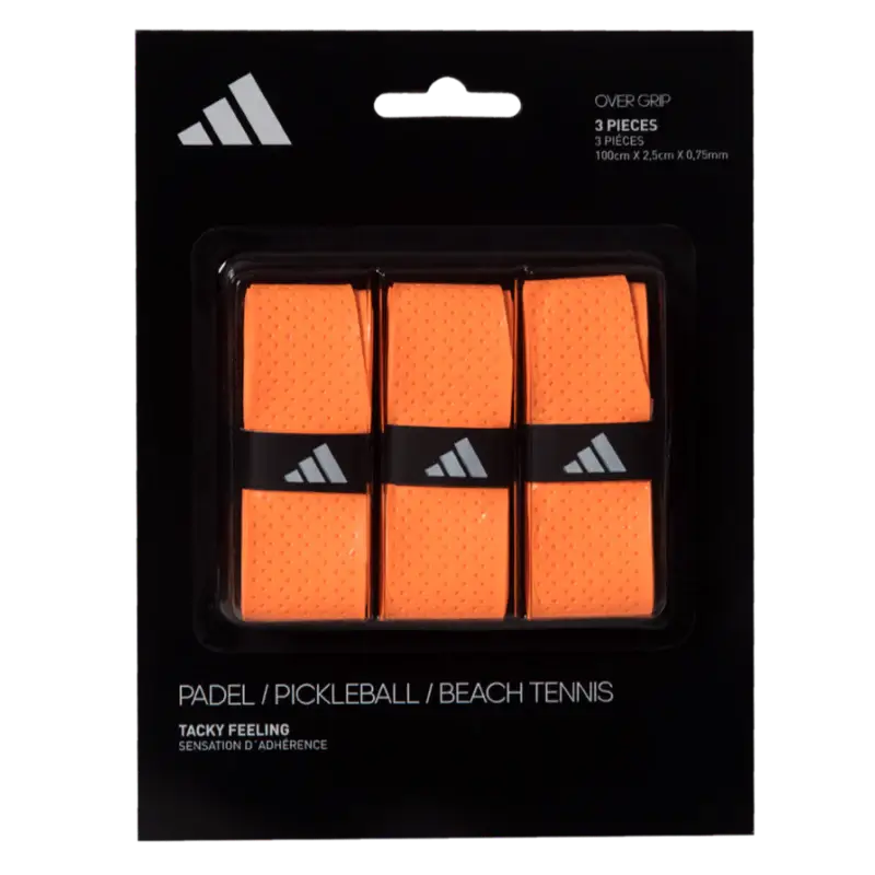 adidas overgrip in orange for padel, pickleball and beach tennis. In a pack of 3