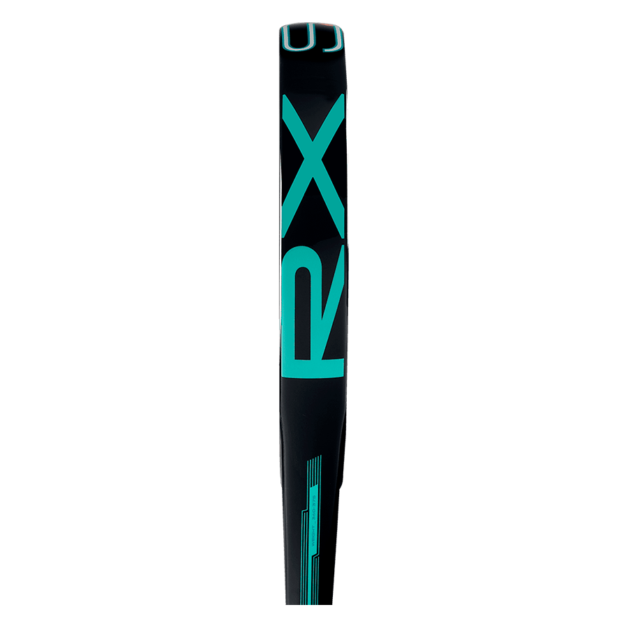 adidas rx series 2026 padel racket side view showing teal rx branding designed for intermediate players.