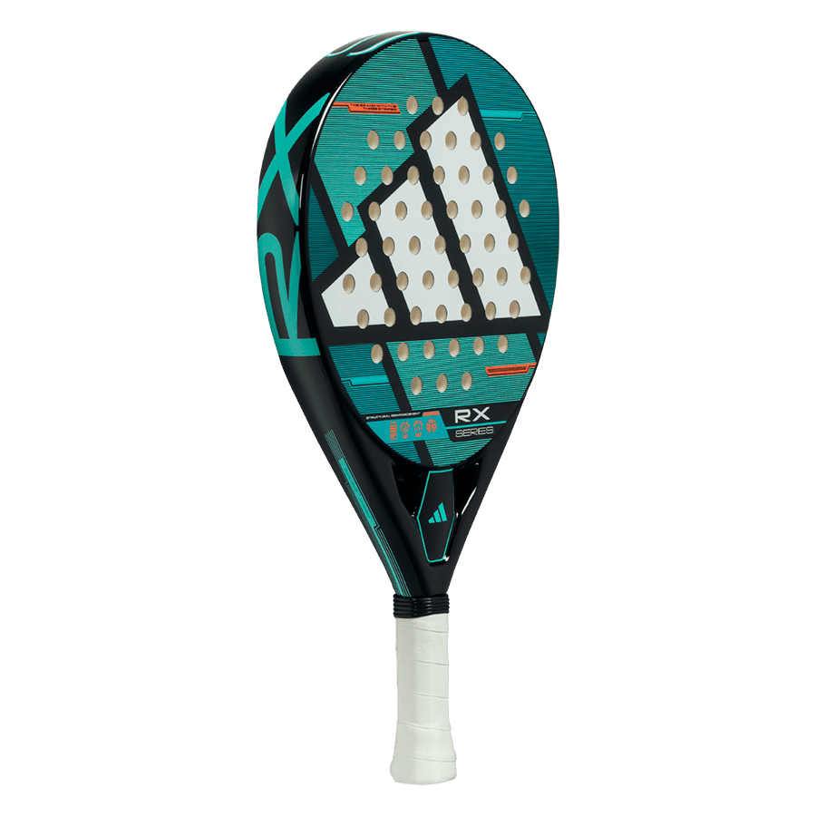adidas rx series 2026 padel racket side profile showing 38 mm frame thickness with branding.