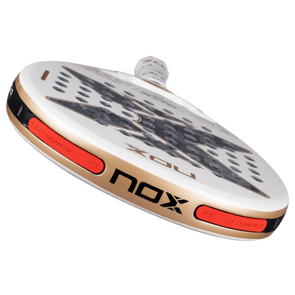 NOX AT10 Luxury Genius 12K Alum XTREM 2026 padel racket angled view with gold branding, designed for advanced players