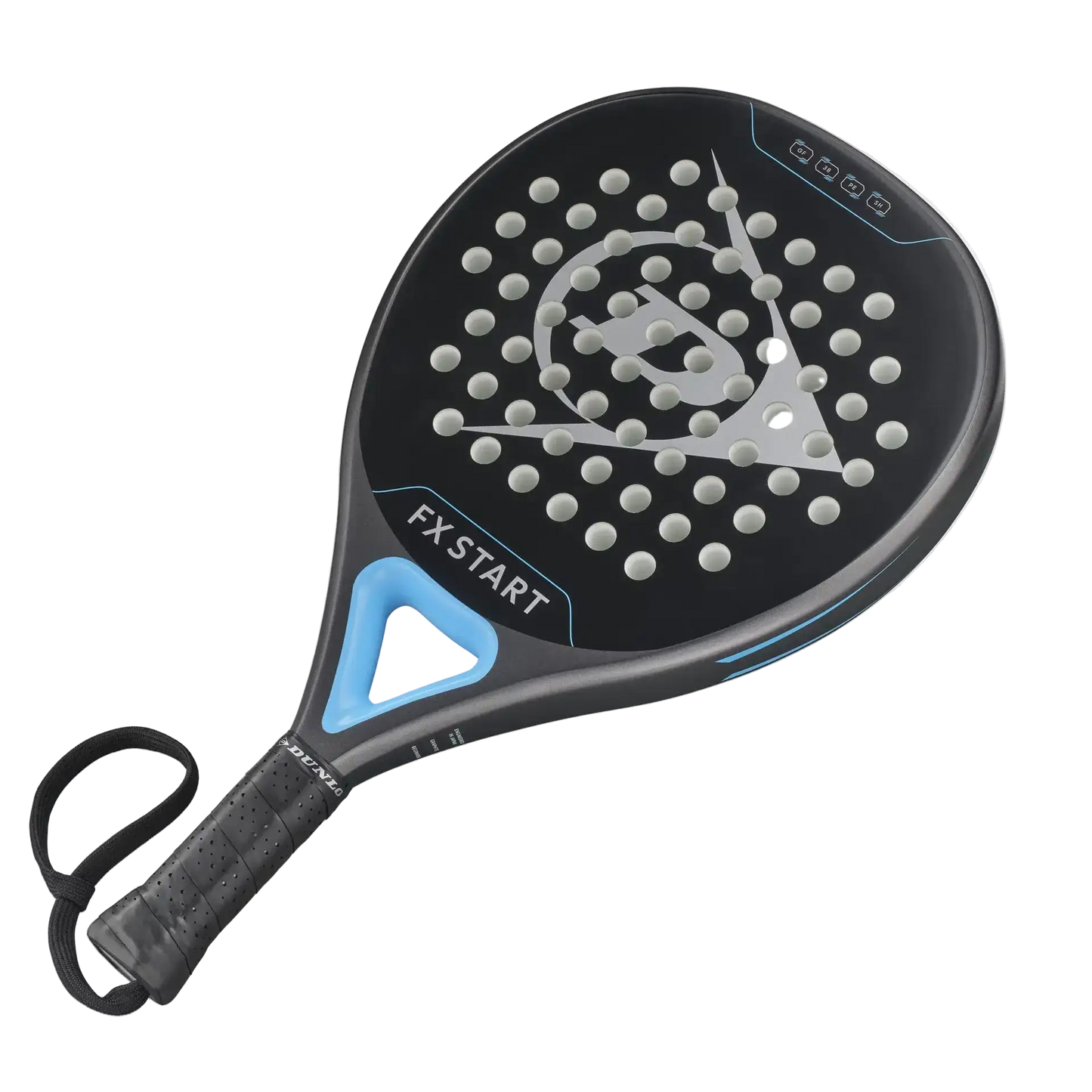 Dunlop FX Start 2026 padel racket front view, oversized round shape with large sweet spot, designed for beginner players
