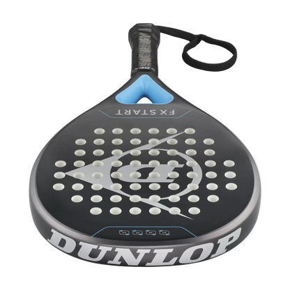 Dunlop FX Start 2026 padel racket top angle showing rounded head shape and balanced construction, designed for beginner players