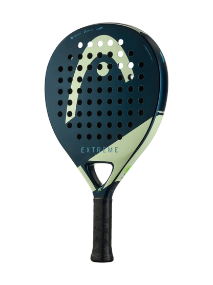 Head Evo Extreme 2025 padel racket full view showing hole pattern and balanced round shape, designed for intermediate players