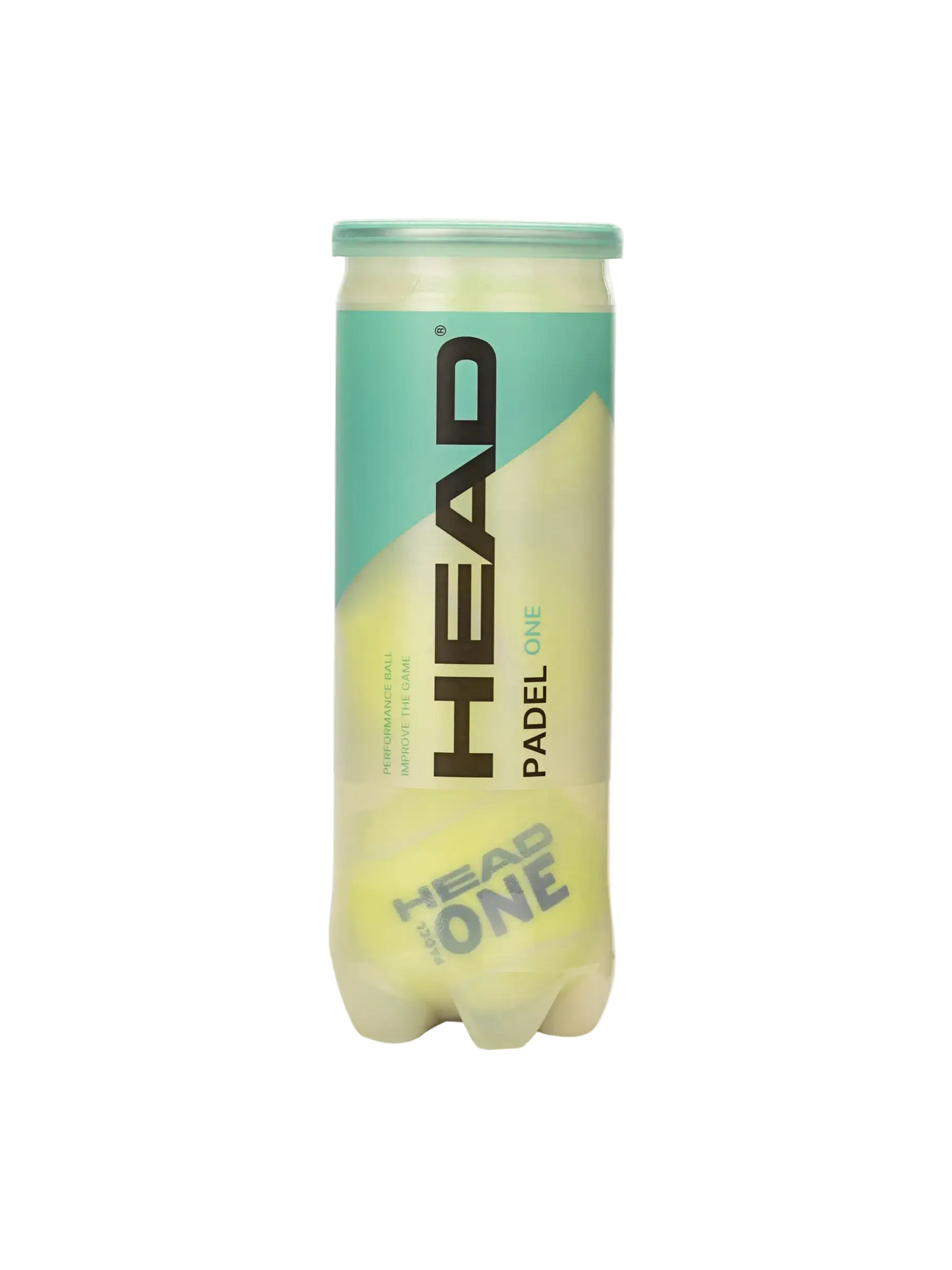 Head Padel One padel balls shown in a single tube with sustainable packaging on a clean studio background