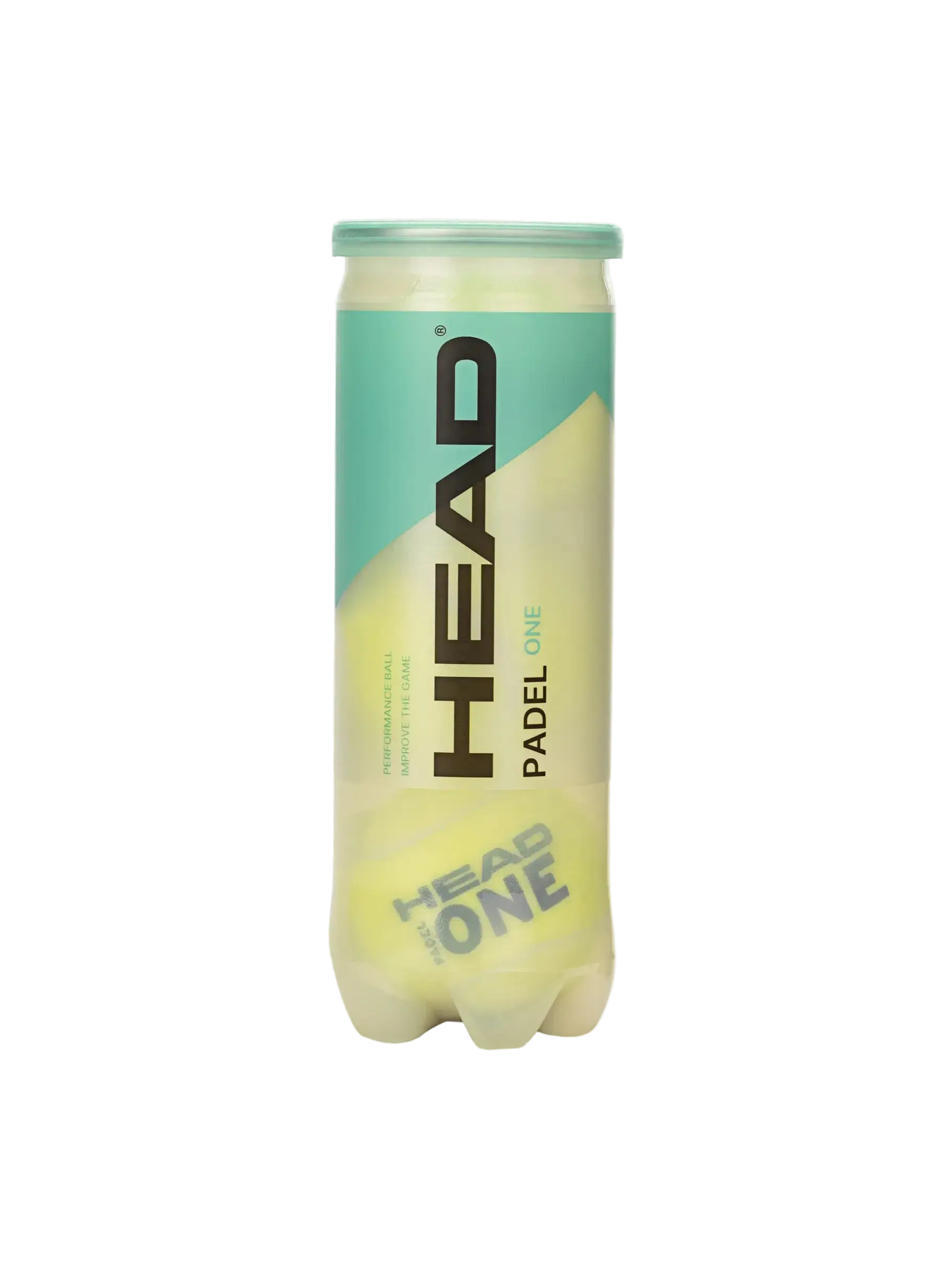 Head Padel One padel balls shown in a single tube with sustainable packaging on a clean studio background