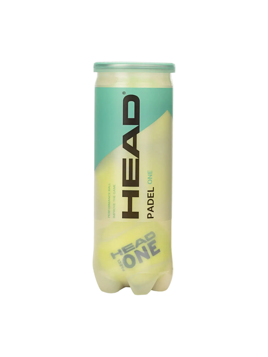 Head Padel One padel balls shown in a single tube with sustainable packaging on a clean studio background