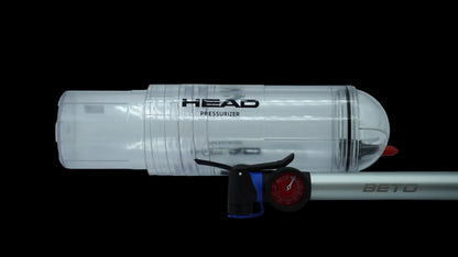 HEAD X4 ball pressuriser extended tube showing internal chamber for restoring padel and tennis ball pressure