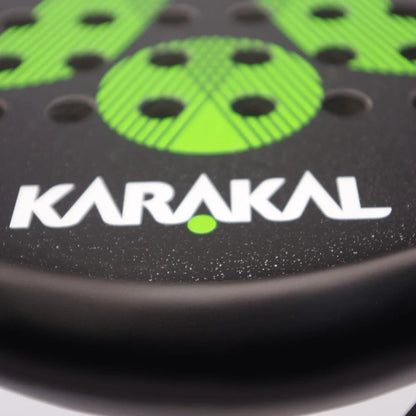 karakal air lite 345 padel racket close up of textured green hitting surface designed for beginner players.