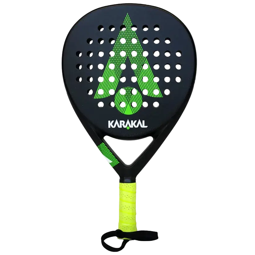 karakal air lite 345 padel racket front view in green with round head shape designed for beginner players.