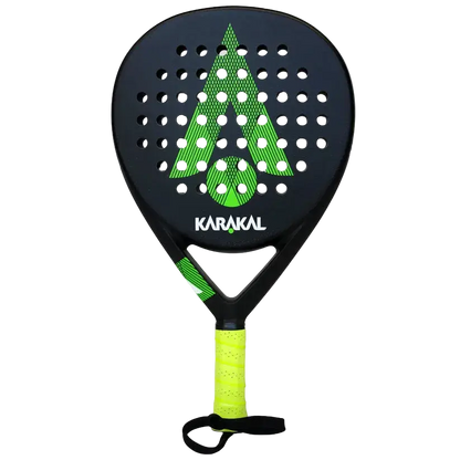 karakal air lite 345 padel racket front view in green with round head shape designed for beginner players.