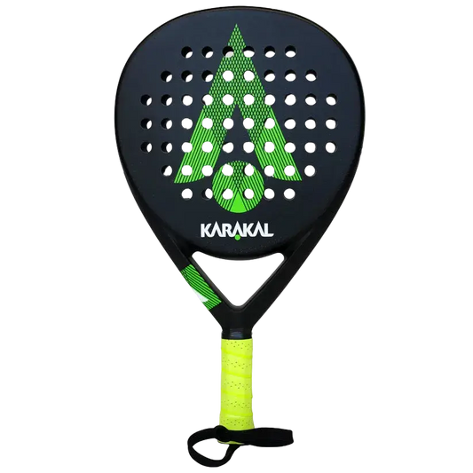 karakal air lite 345 padel racket front view in green with round head shape designed for beginner players.