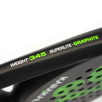karakal air lite 345 padel racket side profile in bright green showing slim beam designed for beginner players.