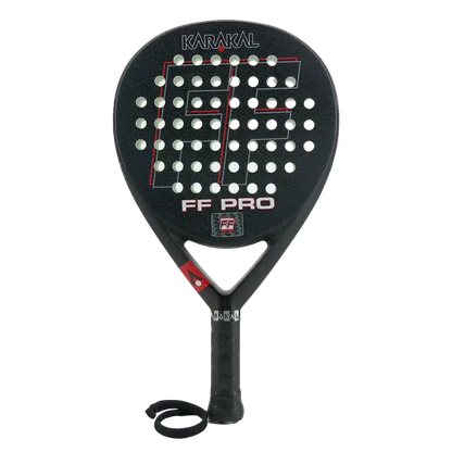 Front close-up of FF PRO surface pattern and drilled holes, showcasing granular texture, designed for advanced players.